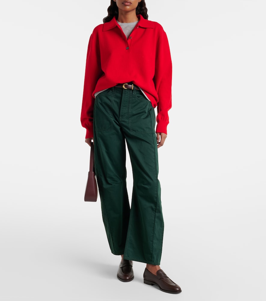 Veronica Beard Sloan cotton twill barrel-leg pants