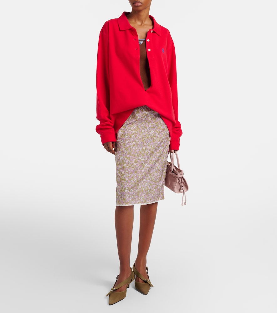 Prada Re-Nylon lace-trimmed floral midi skirt