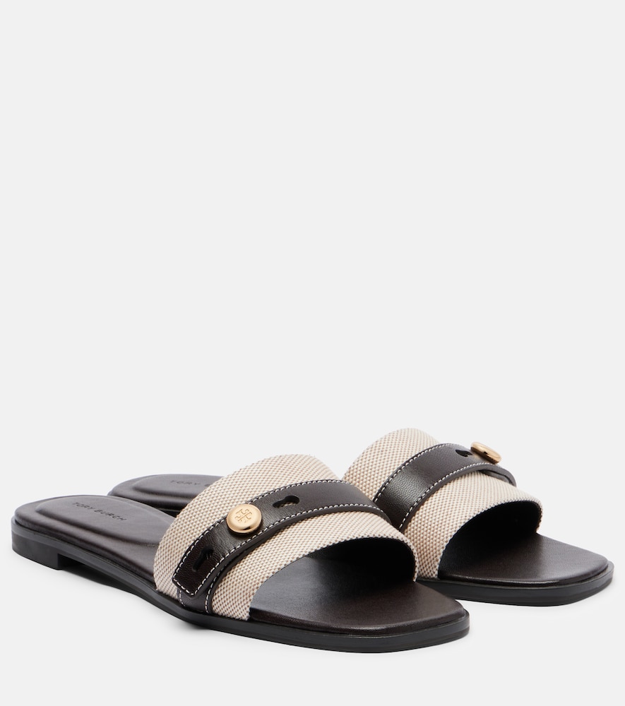 Tory Burch Romy canvas and leather slides