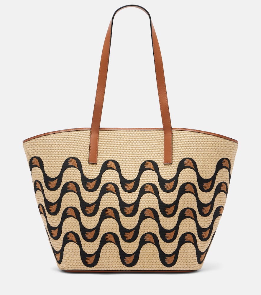 Farm Rio Basket Large Leather-trimmed Tote Bag In Multi