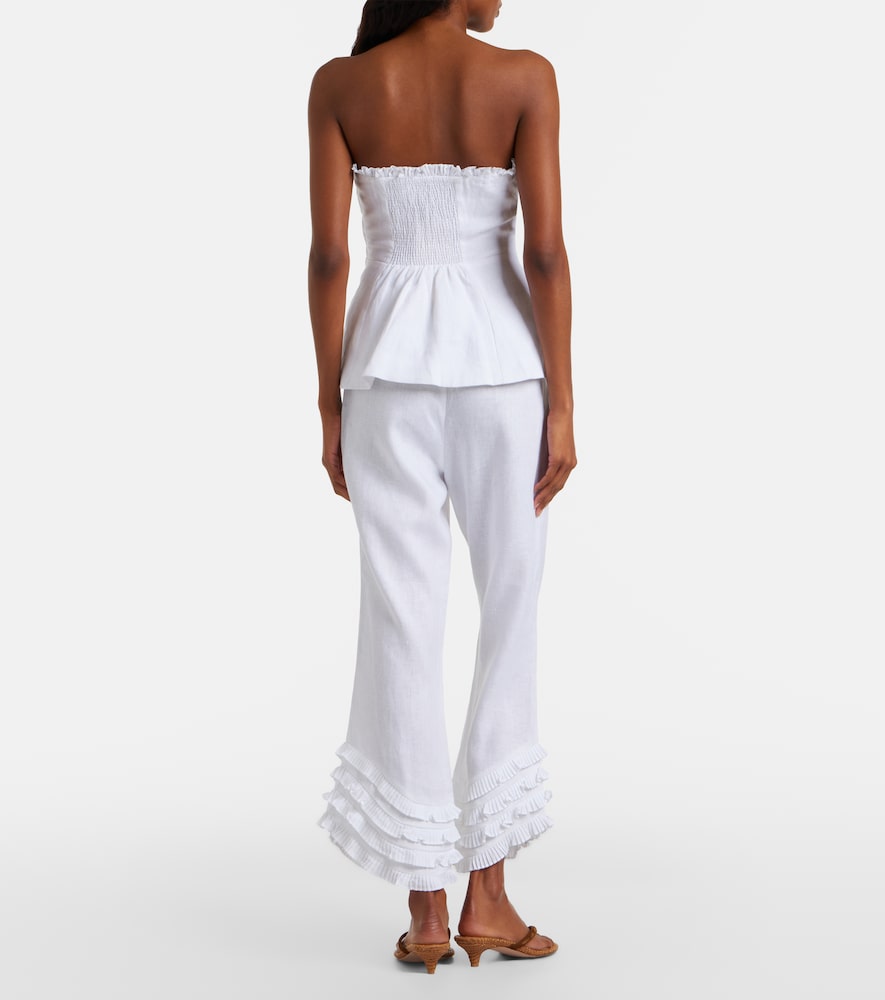  Posse Posse Florence Ruffled Linen Wide-leg Pants 