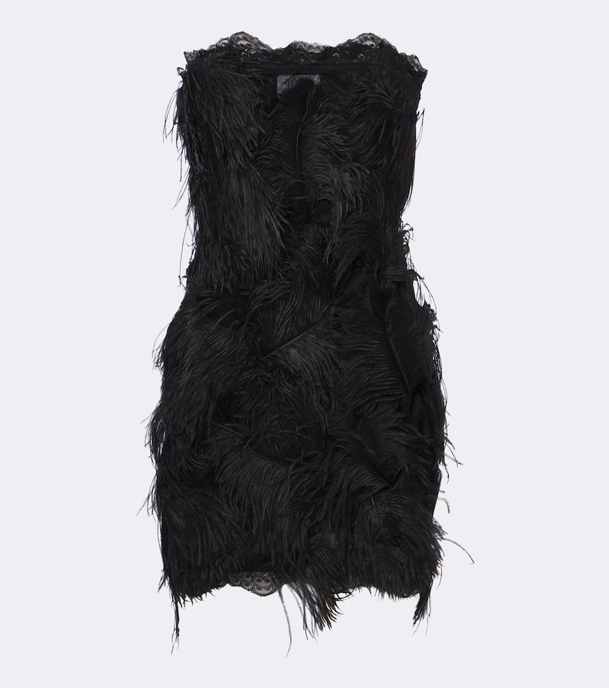 The Attico Women's Black Feather-Trimmed Minidress UK Size 12 - Mytheresa