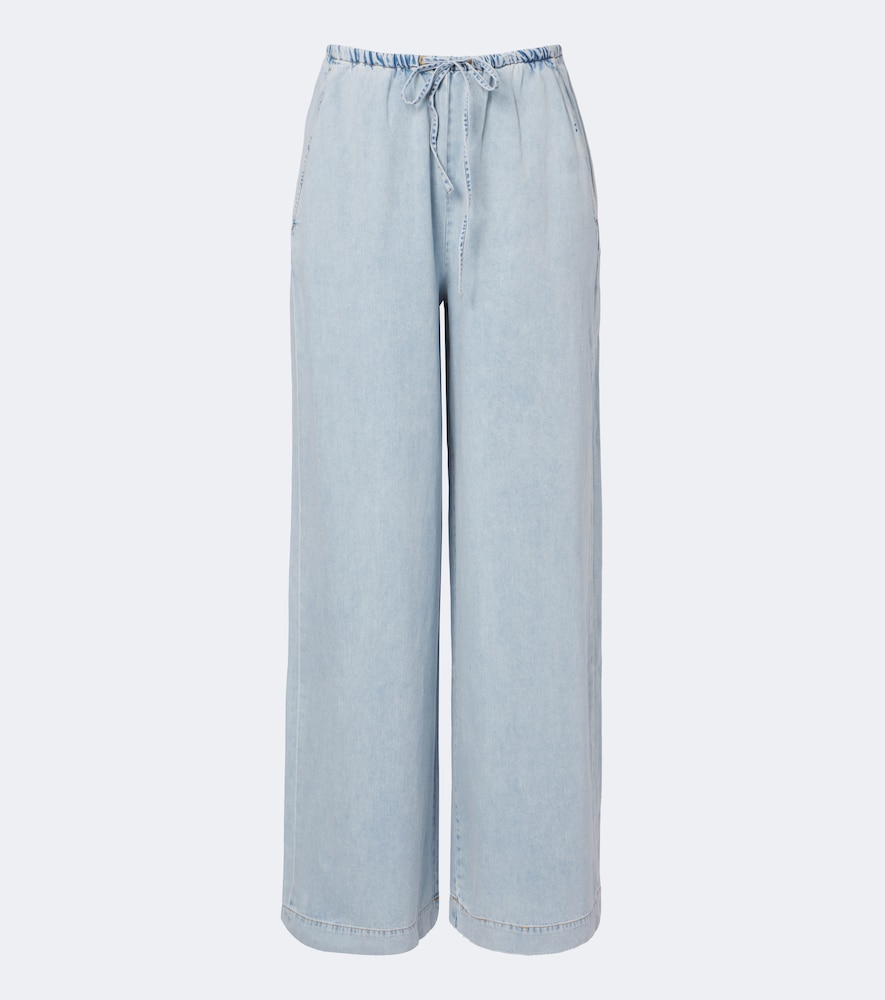 Frame The Offshore Cotton-blend Wide-leg Pants In Blue