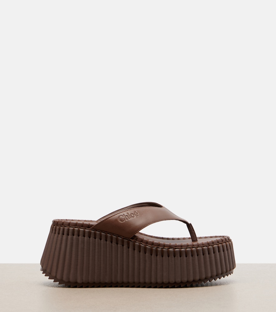 Chloé Nama Leather Platform Thong Sandals