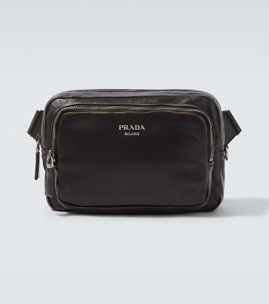 Prada Men's Brown Distressed Leather Crossbody Bag - Mytheresa