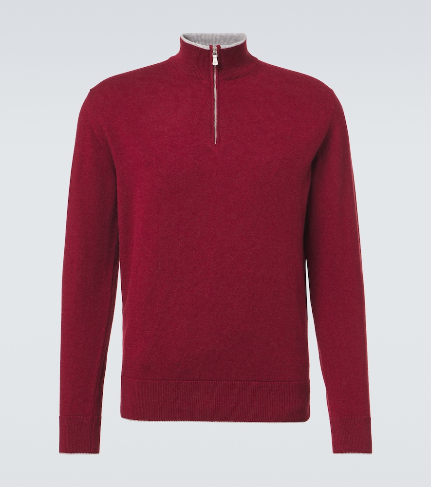 Eleventy Men's Burgundy Cashmere Half-Zip Sweater UK Size 38 - Mytheresa