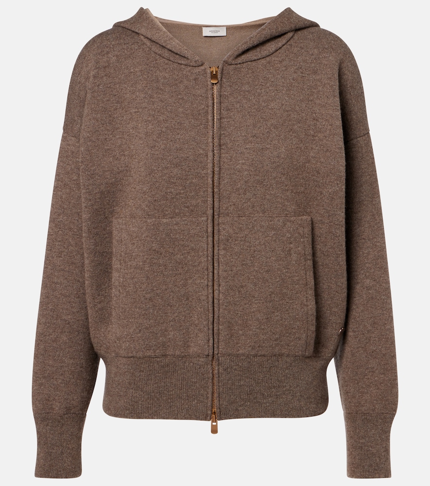 Cardigan in cashmere, lana e seta con zip