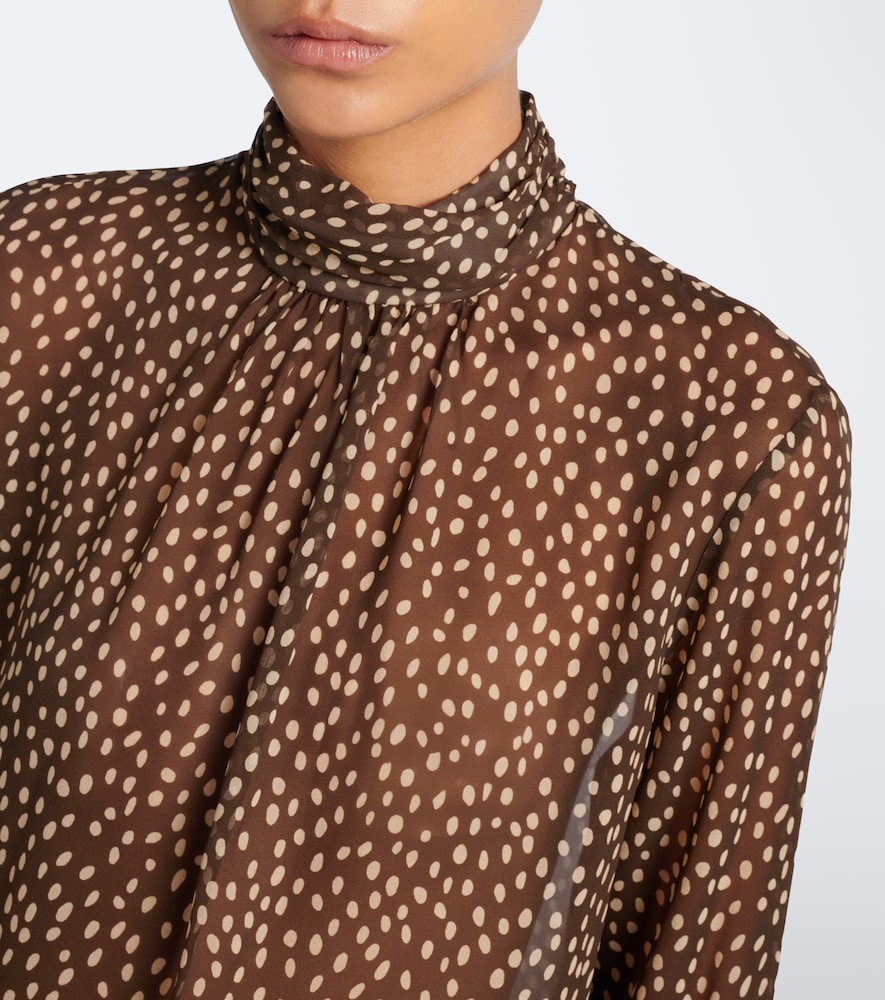 Remie Polka-Dot Silk Chiffon Blouse