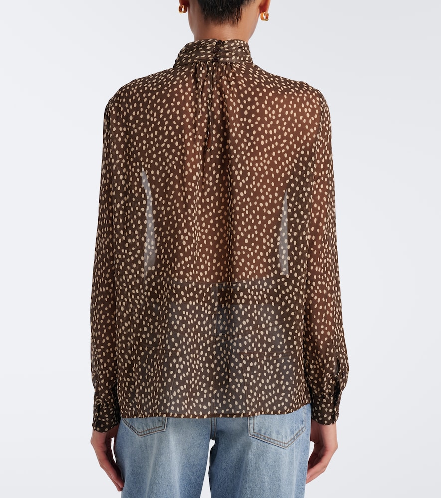 Remie Polka-Dot Silk Chiffon Blouse
