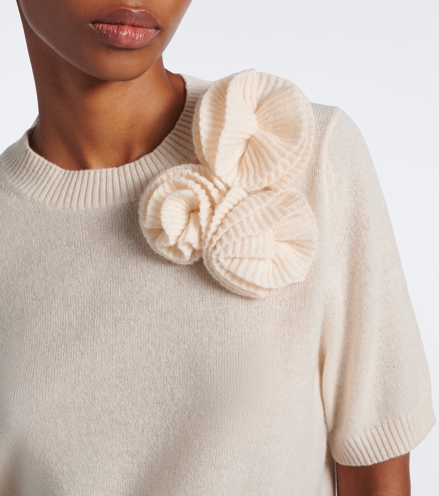 Floral-Appliqué Wool And Cashmere Sweater