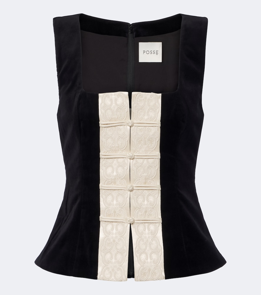 Florian Embroidered Cotton Velvet Top