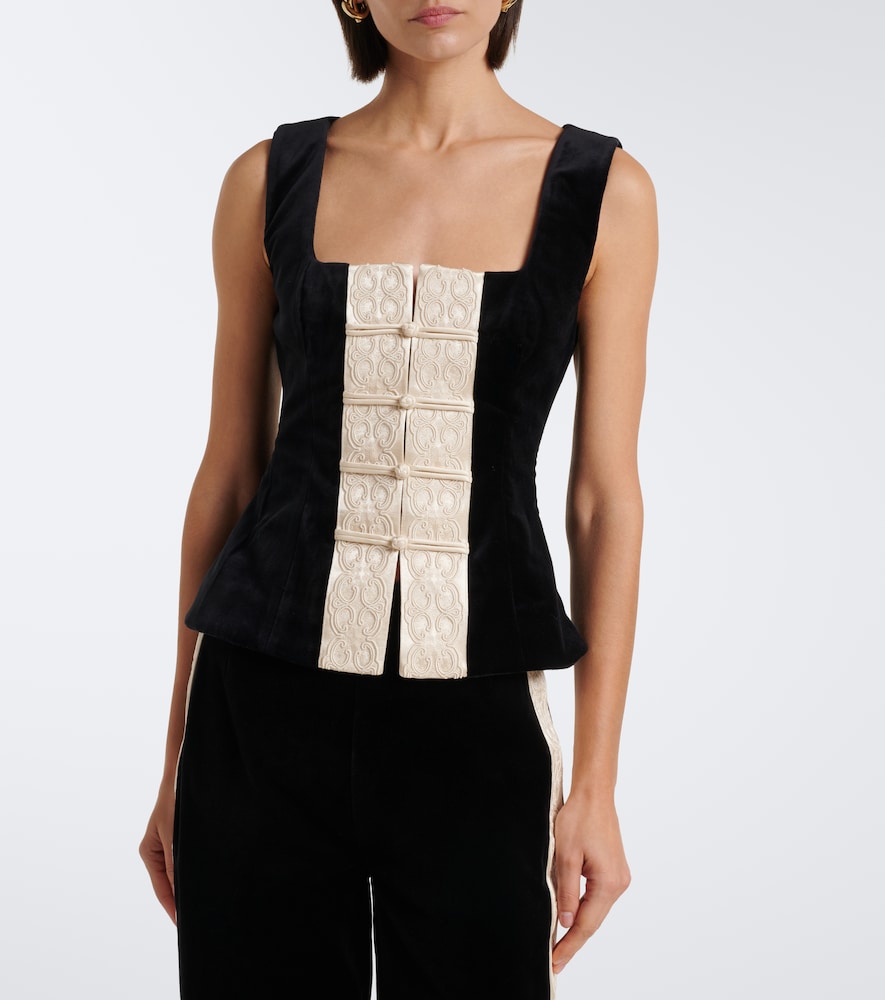 Florian Embroidered Cotton Velvet Top