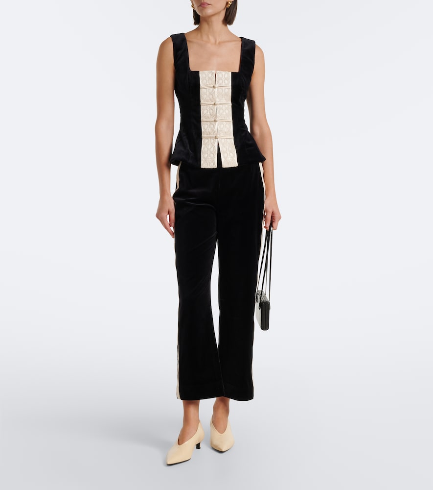 Florian Embroidered Cotton Velvet Top