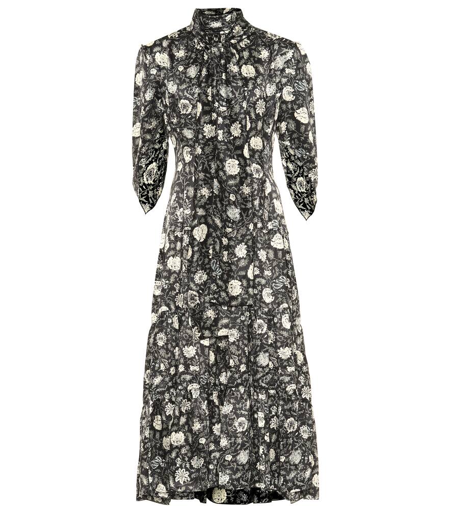 Click to view more detailed imagery on our partner's website ChloÉ Floral Silk Midi Dress In Black