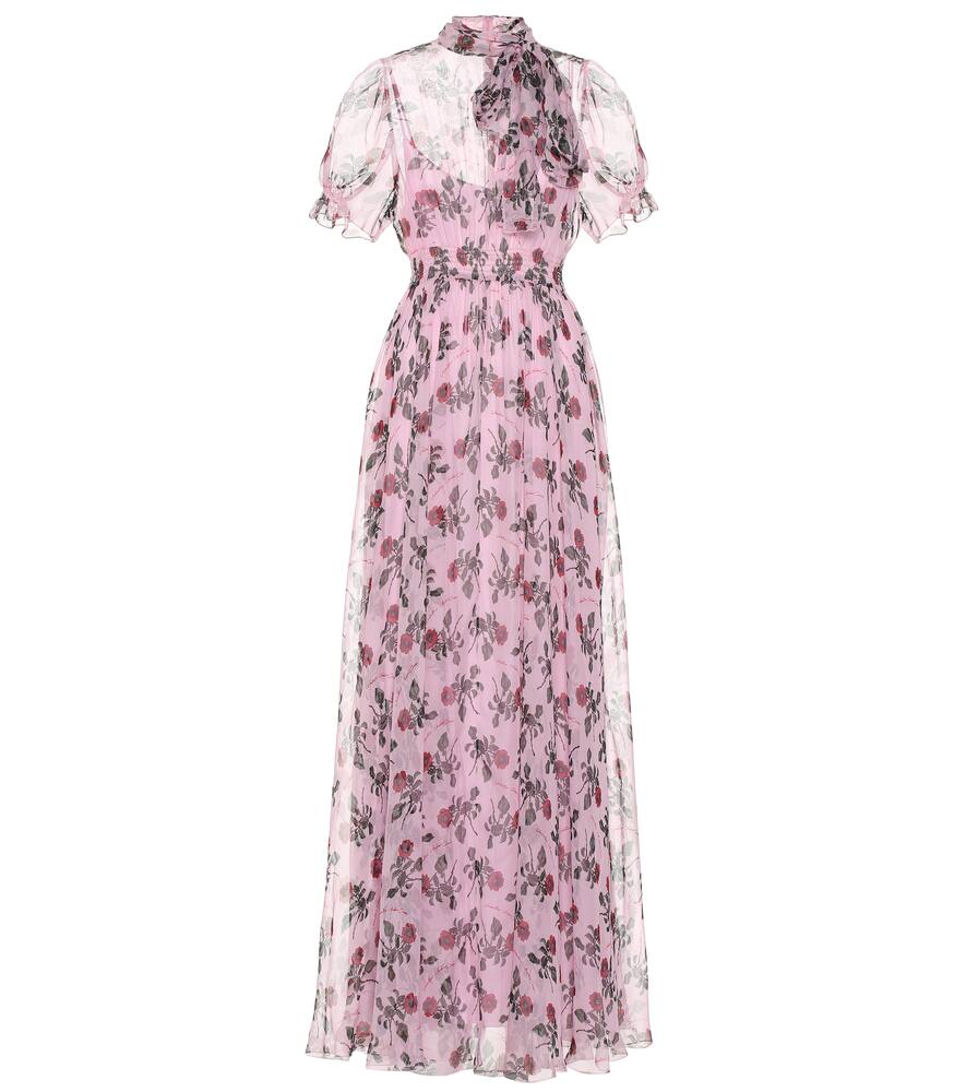 Click to view more detailed imagery on our partner's website Valentino Floral Silk-Chiffon Dress In Pink