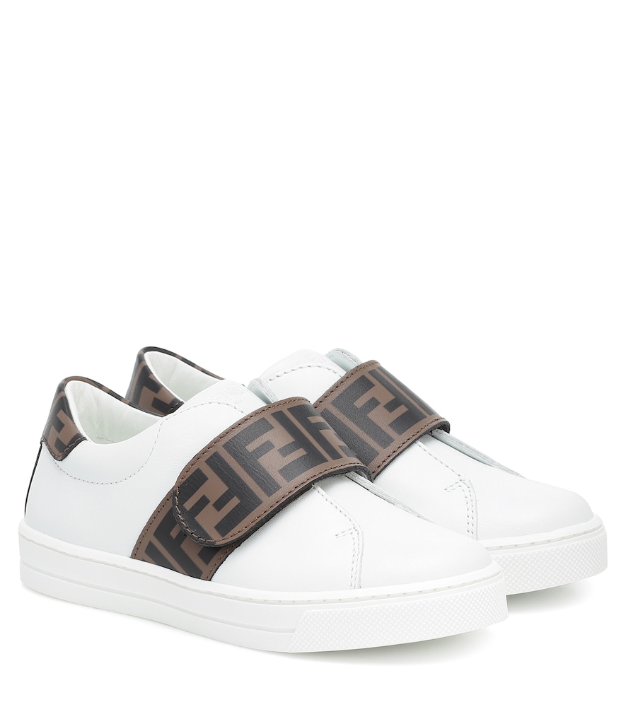 Fendi Logo Leather Sneakers White Uk Size 12 Kids Girls