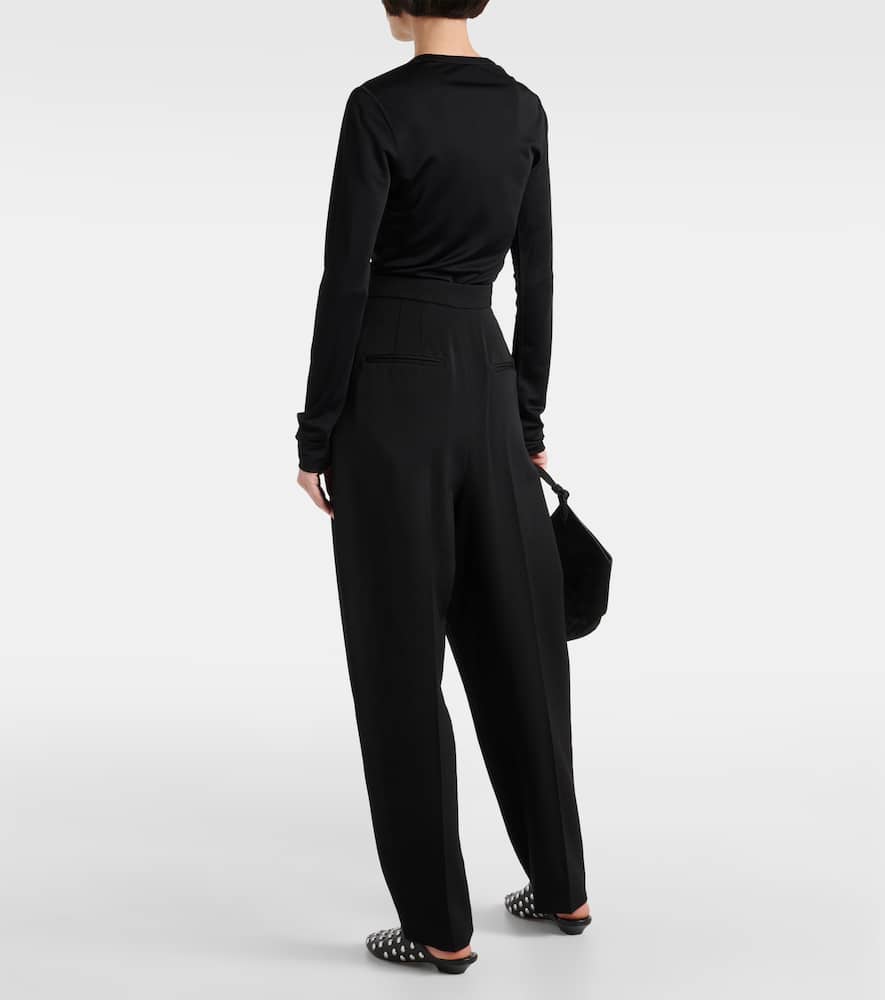 Khaite Ashford Pleated Wool-blend Twill Tapered Pants In Black