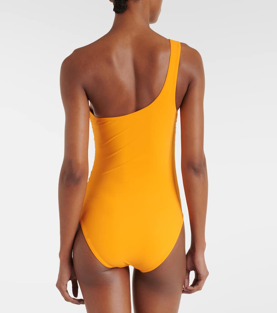 Karla Colletto Ruched One-shoulder Swimsuit In Orange