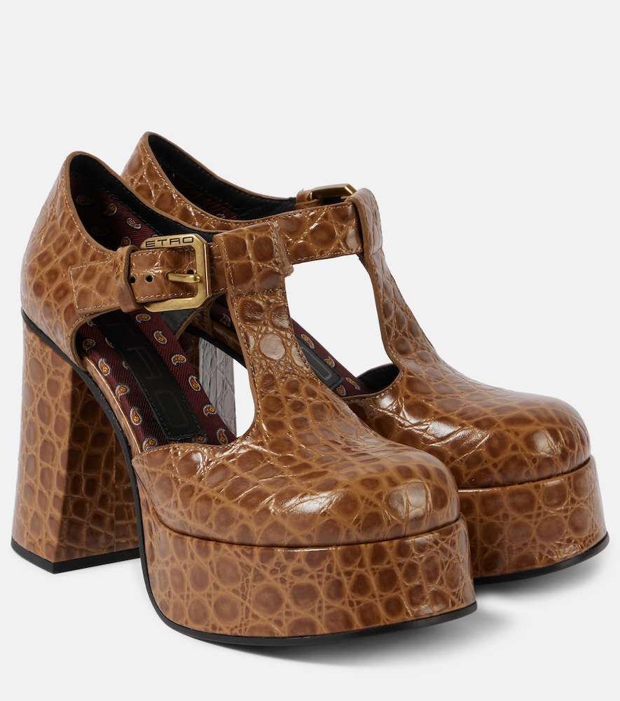 ETRO Etro Croc-effect leather Mary Jane pumps　Etro クロコ風レザー メリージェーン パンプス