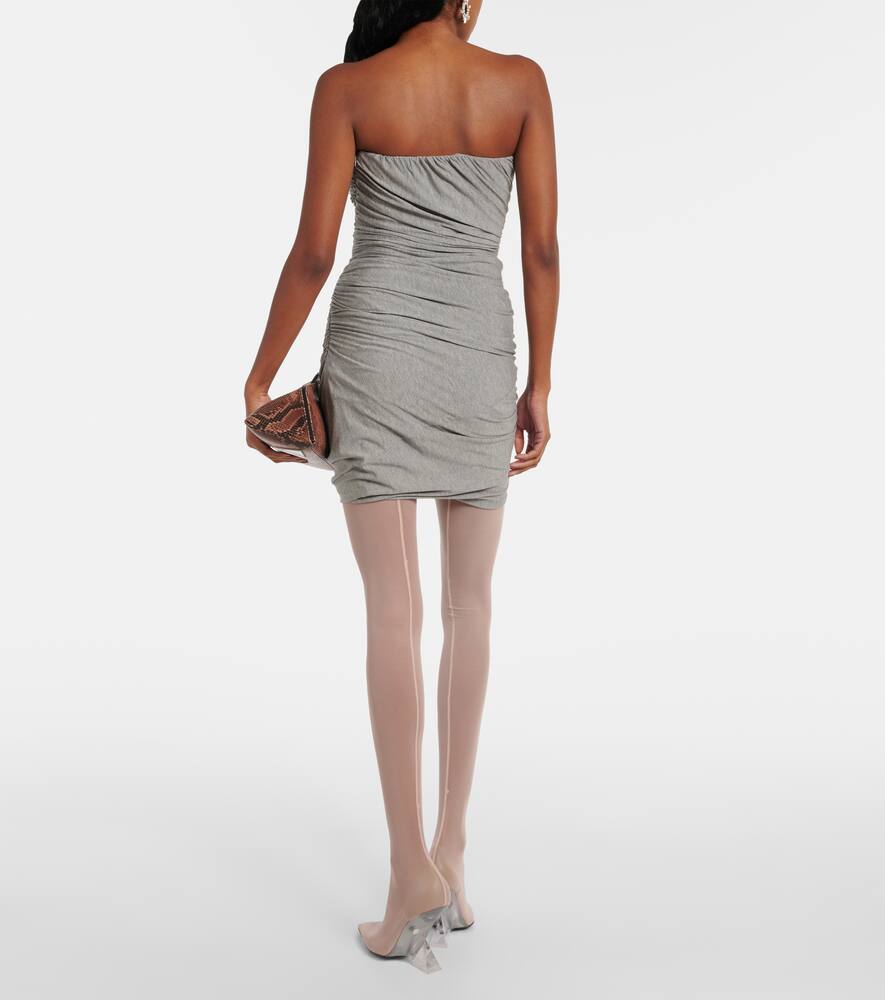 Attico Draped Strapless Jersey Minidress In Grey