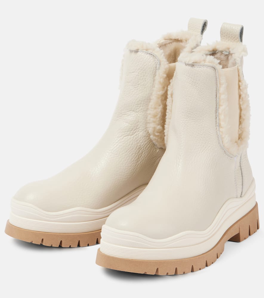Bogner Chelsea Boots Arosa 8 Aus Leder Mit Shearling In Weiss