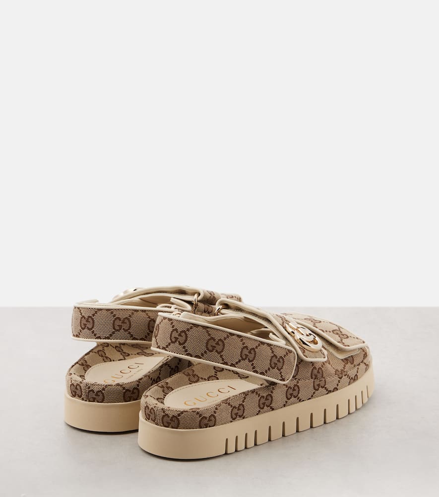 GUCCI NEW MARMONT GG LEATHER-TRIMMED SANDALS