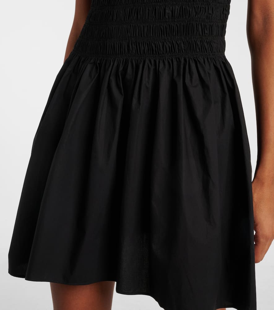 Faithfull Shirred Cotton Minidress In Black