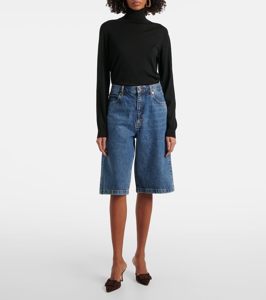 Frame Blue Bermuda Shorts In Regenerated Denim In Blue