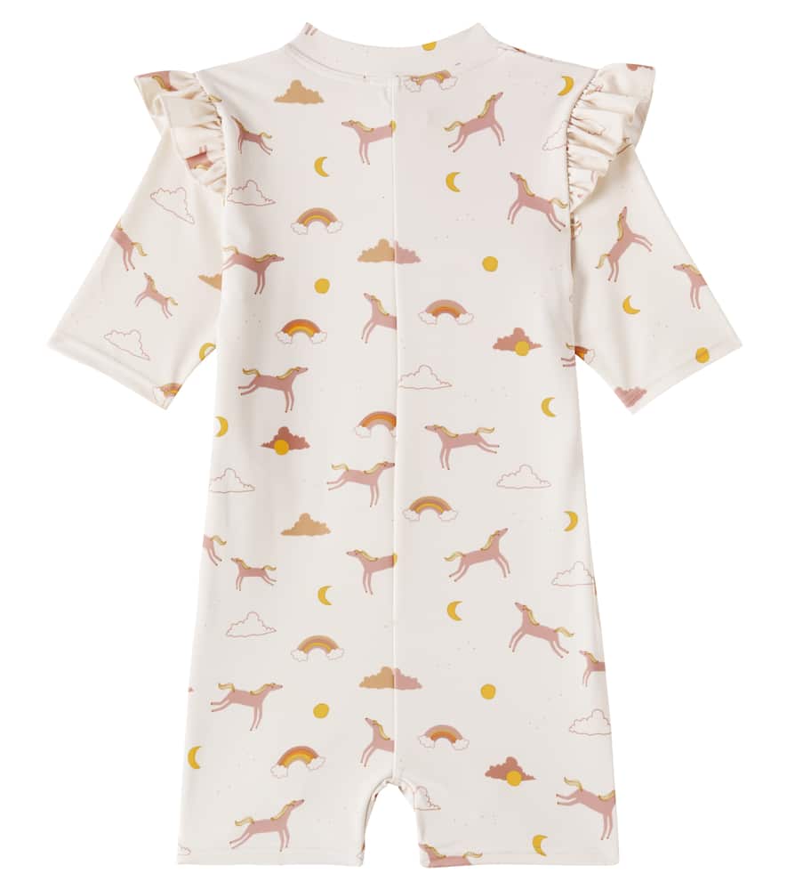 Liewood Amel Printed Rashguard Swimsuit In Beige