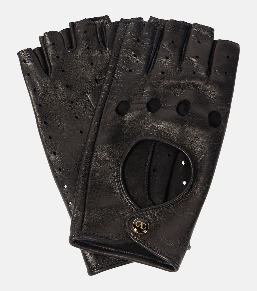 Leather fingerless gloves
