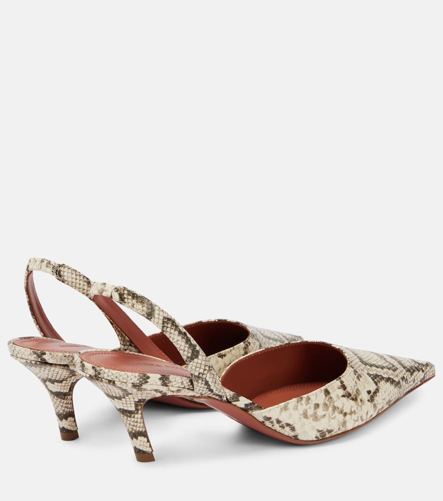 Amina Muaddi Sofia Snake-effect Leather Slingback Pumps In Animal Print