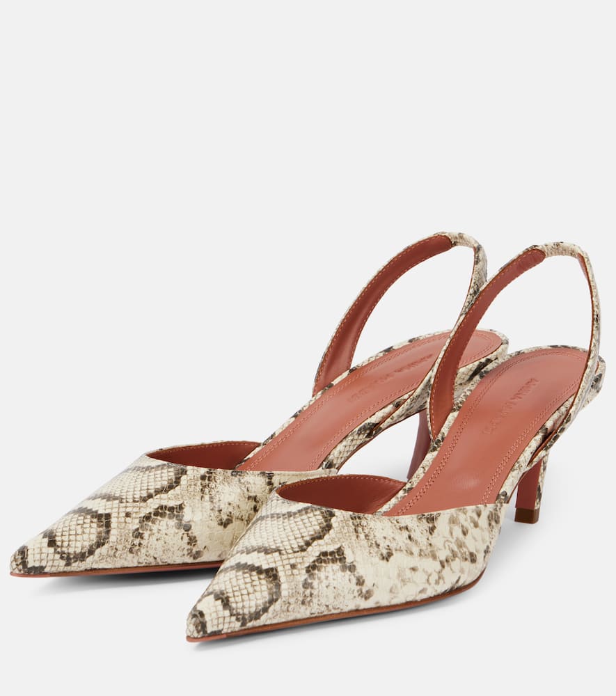 Amina Muaddi Sofia Snake-effect Leather Slingback Pumps In Animal Print