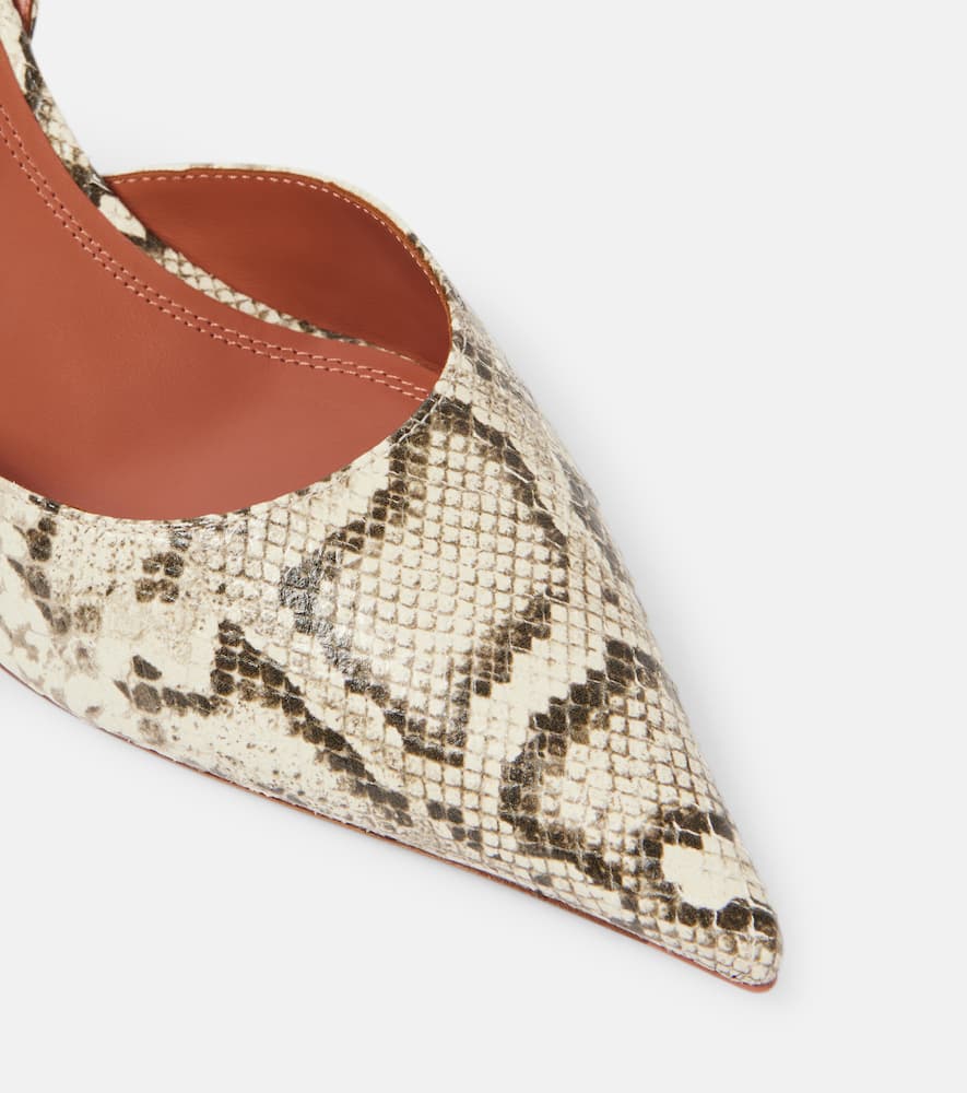 Amina Muaddi Sofia Snake-effect Leather Slingback Pumps In Animal Print