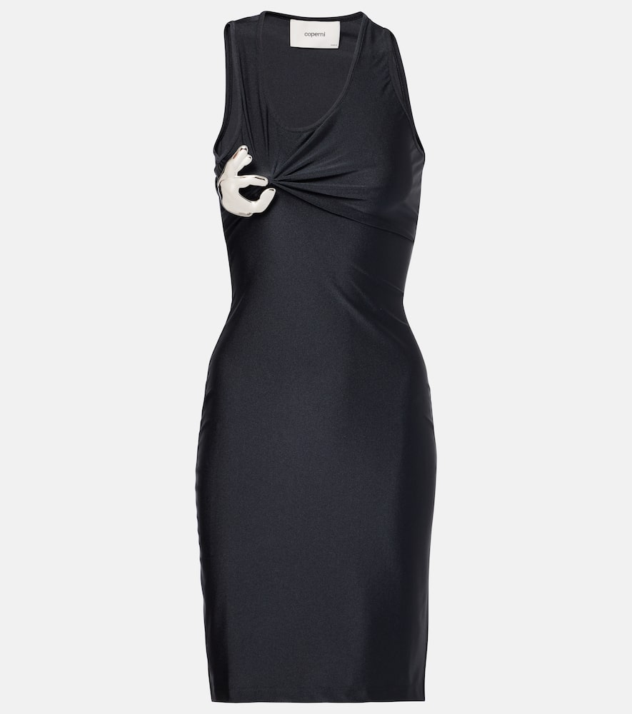 Coperni Emoji Embellished Jersey Minidress In Black