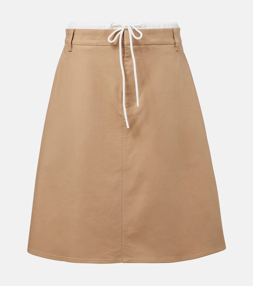 Vince Layered Cotton Twill Midi Skirt In Neutral