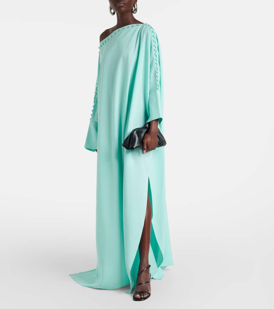 Taller Marmo Buttoned Mila Kaftan Maxi Dress In Acqua