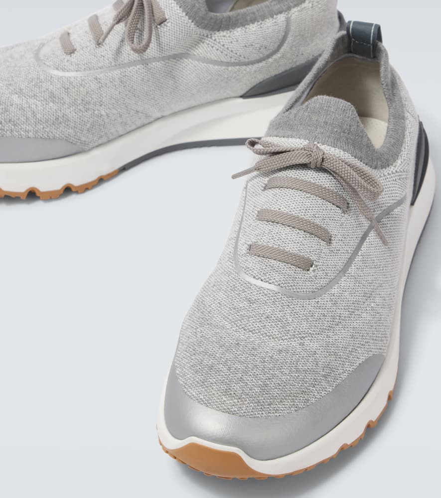 Brunello Cucinelli Runners In Techno Cotton Knit With Termonastrature Shoes In Gray