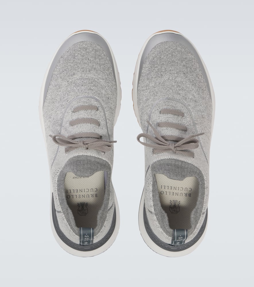 Brunello Cucinelli Runners In Techno Cotton Knit With Termonastrature Shoes In Gray