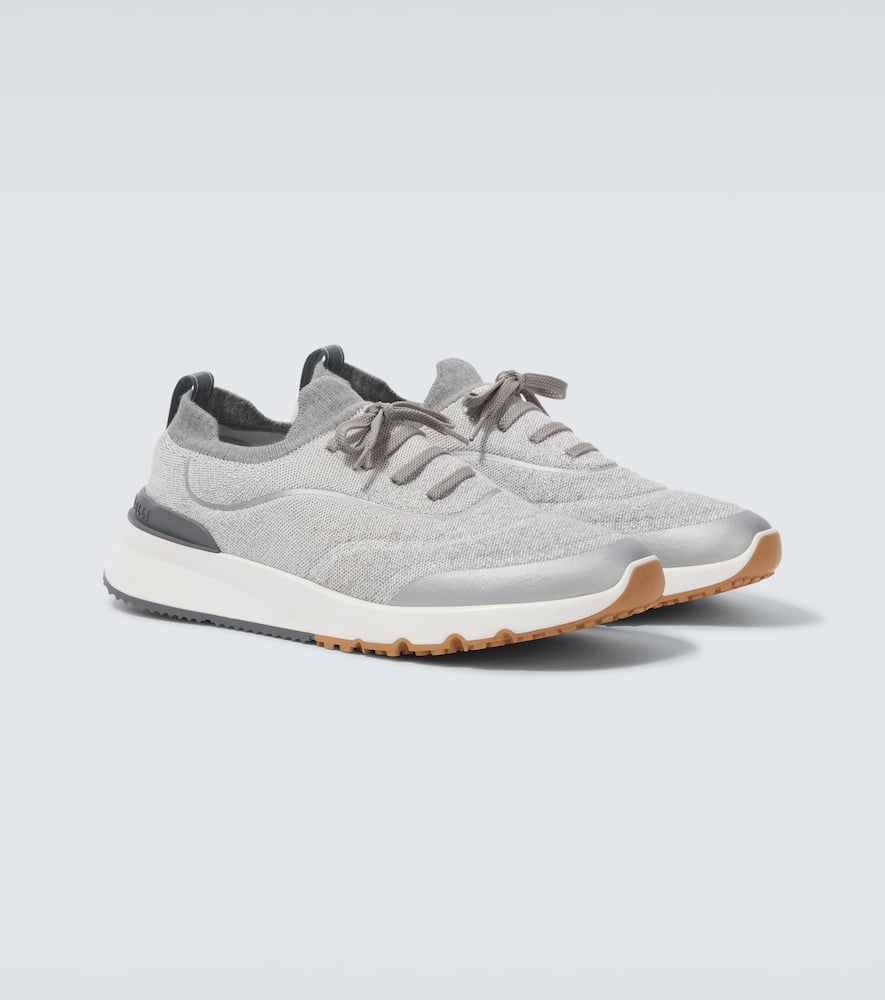 Brunello Cucinelli Runners In Techno Cotton Knit With Termonastrature Shoes In Gray