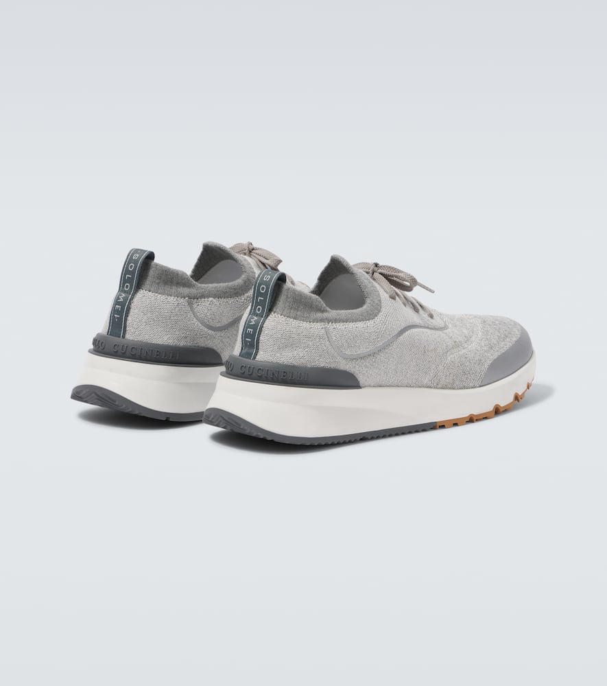 Brunello Cucinelli Runners In Techno Cotton Knit With Termonastrature Shoes In Gray