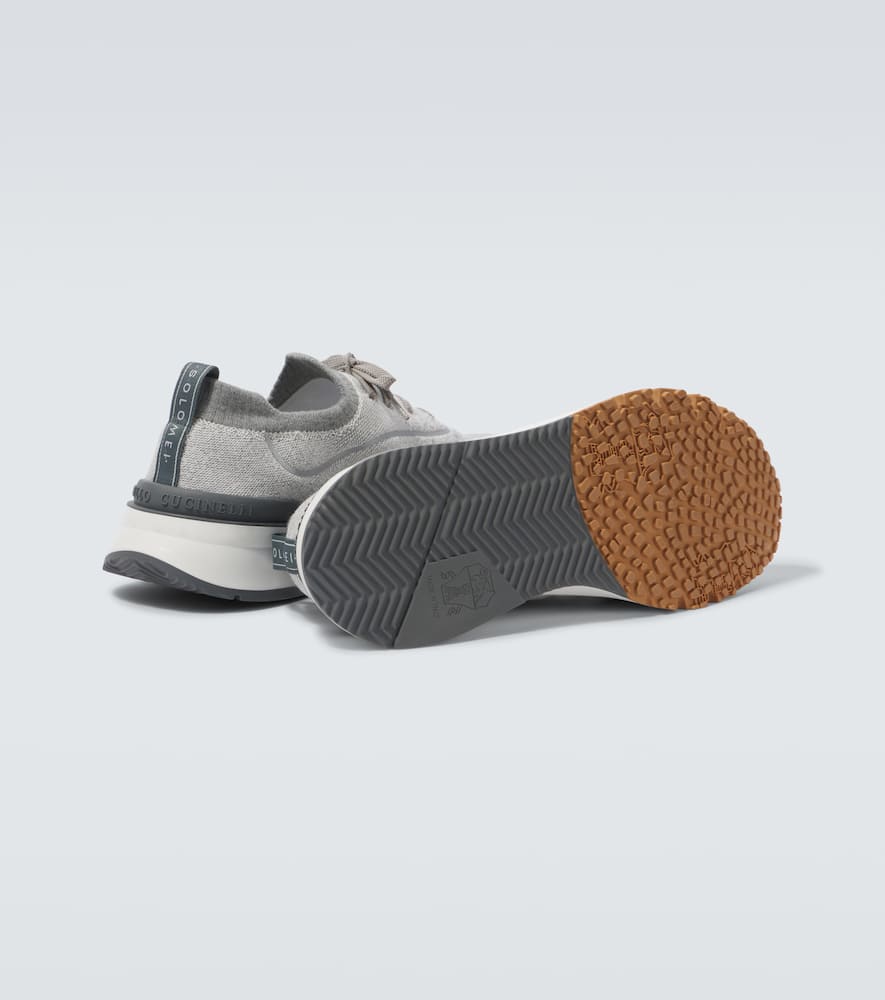 Brunello Cucinelli Runners In Techno Cotton Knit With Termonastrature Shoes In Gray