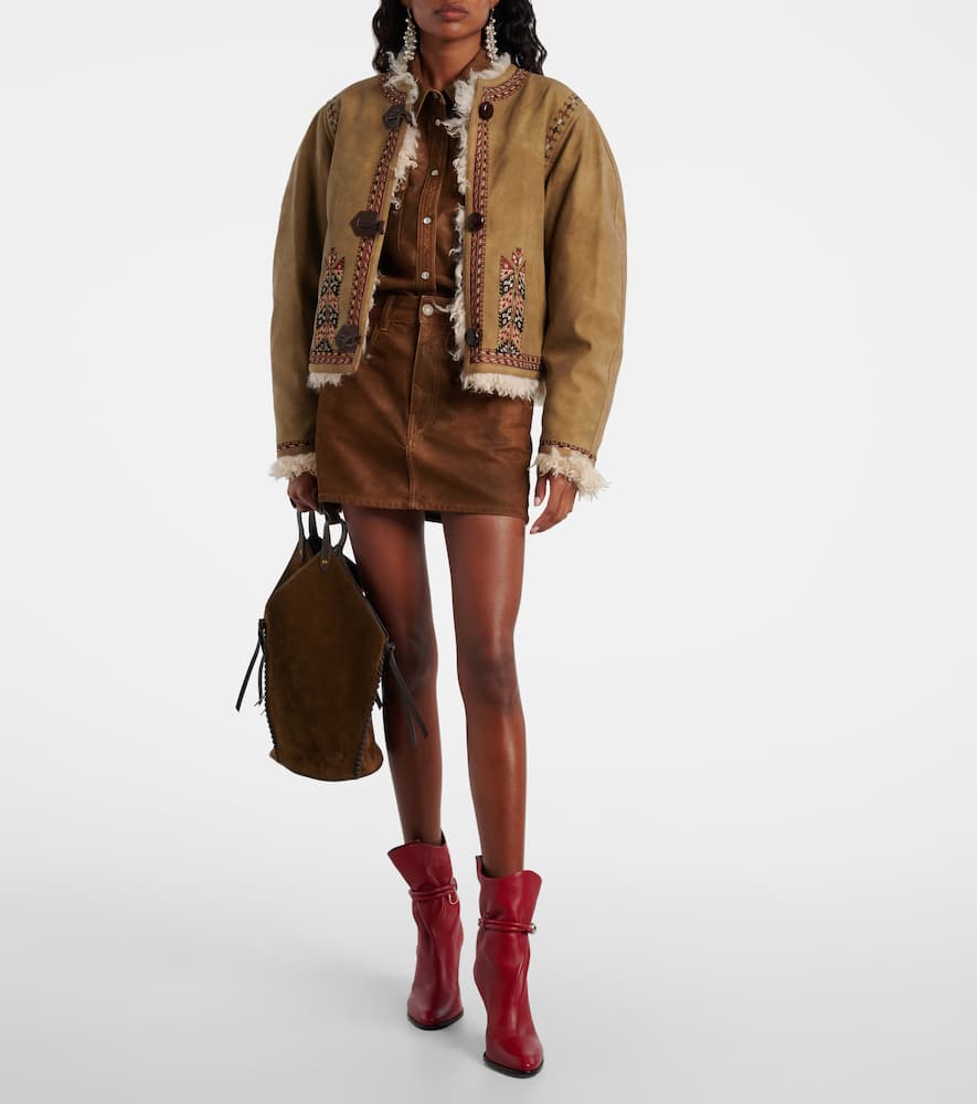 Isabel Marant Étoile Cely Embroidered Fleece Jacket In Brown
