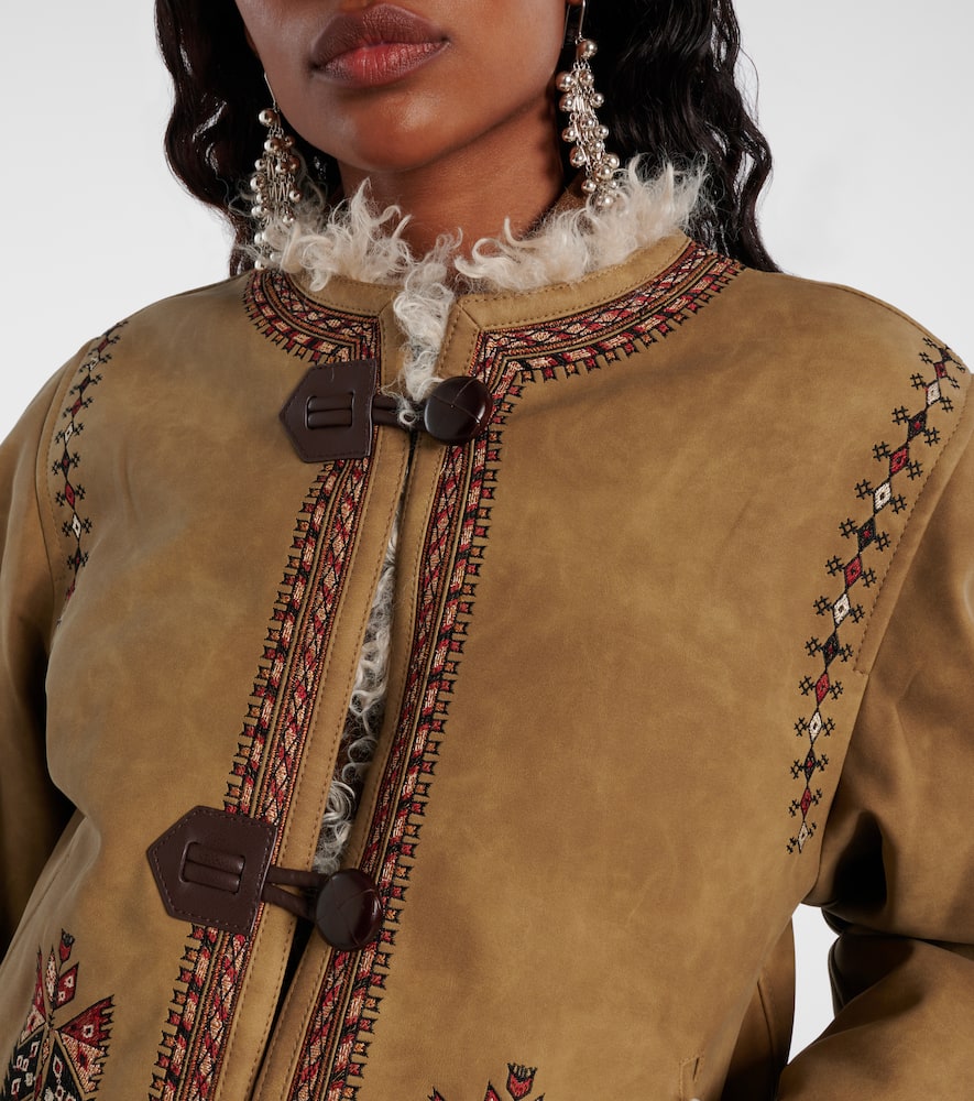 Isabel Marant Étoile Cely Embroidered Fleece Jacket In Brown