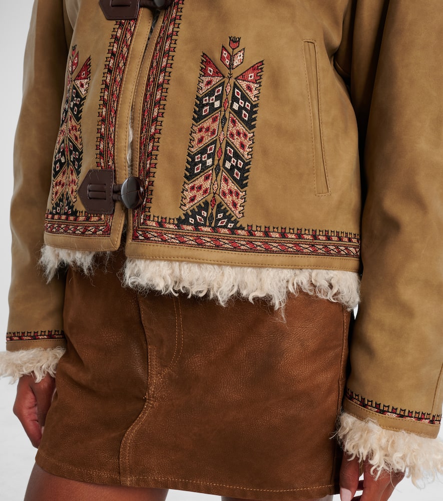Isabel Marant Étoile Cely Embroidered Fleece Jacket In Brown
