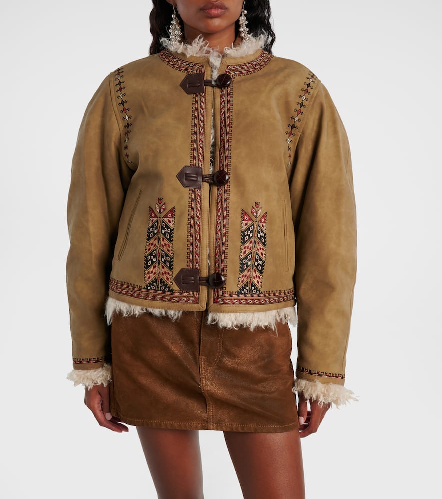 Isabel Marant Étoile Cely Embroidered Fleece Jacket In Brown