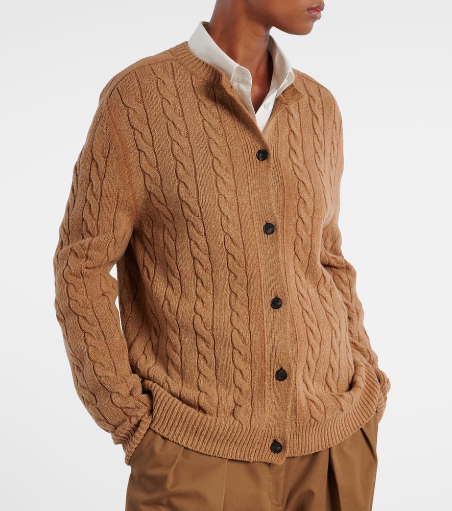 The Row Loneke Cable-knit Wool Cardigan In Brown