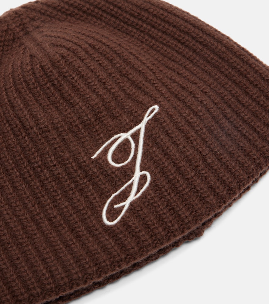 Jacquemus Espiral Logo Wool Beanie In Brown