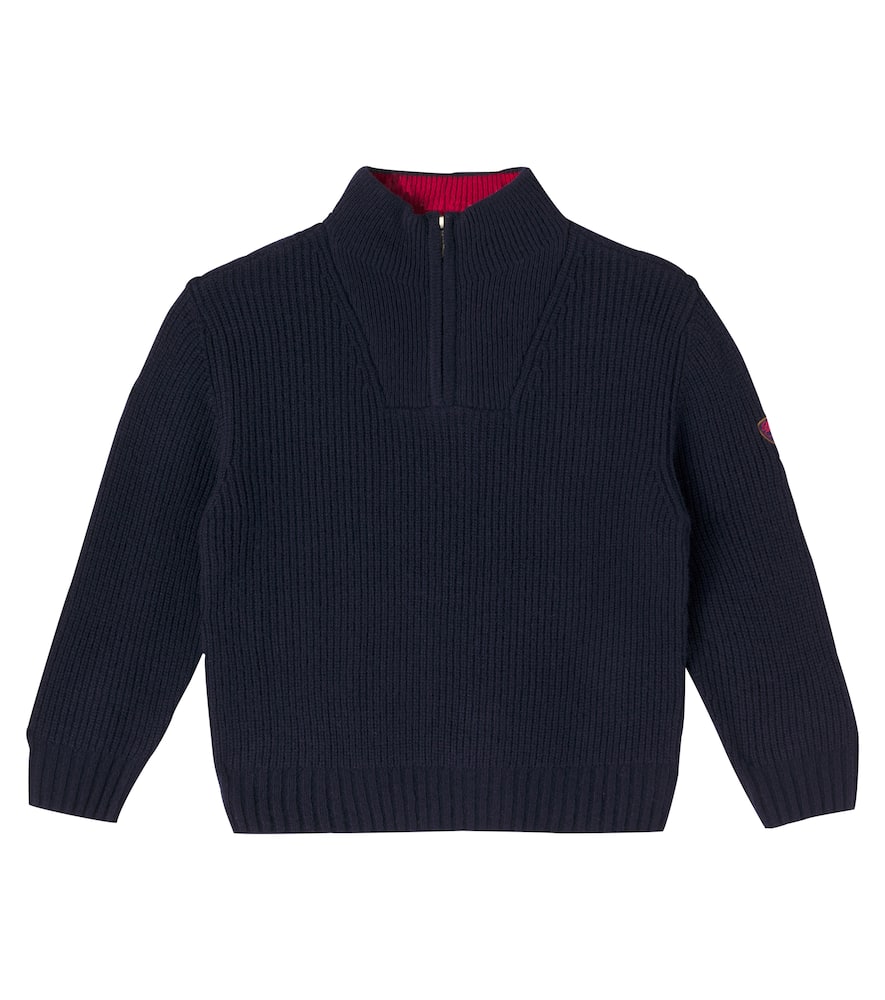 Bonpoint Baldo Wool Zip-up Sweater In Blue
