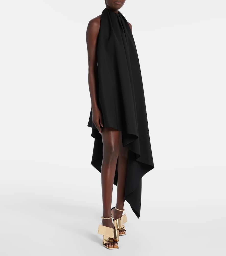 Givenchy Asymmetric Draped Wool Cocktail Dress In Black