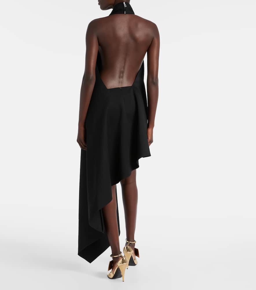 Givenchy Asymmetric Draped Wool Cocktail Dress In Black